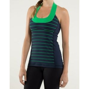 Lululemon Scoop Neck Tank Stripe Inkwell Greenbean